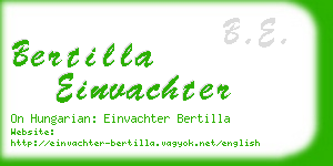 bertilla einvachter business card